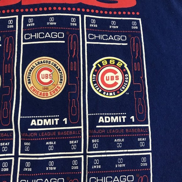 Majestic Chicago Cubs MLB Basebal Ticket Shirt Adult Large Blue Red Mens - Picture 11 of 12